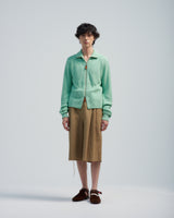 BED j.w. FORD "Drivers High – Emerald" Drivers Knit Sweater｜ベッドフォード "ドライバーズハイ – エメラルド" ドライバーズニット メンズモデル着用