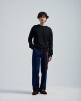 BED j.w. FORD "Long long sleeves – Black" Crewneck Knit Sweater｜ベッドフォード "ロングロングスリーブス – ブラック" クルーネックニット メンズモデル着用