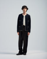 BED j.w. FORD "C – D.Navy" Chain Knit Cardigan｜ベッドフォード "シー – ダークネイビー" チェーンニットカーディガン メンズモデル着用