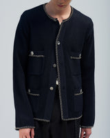 BED j.w. FORD "C – D.Navy" Chain Knit Cardigan｜ベッドフォード "シー – ダークネイビー" チェーンニットカーディガン メンズモデル着用