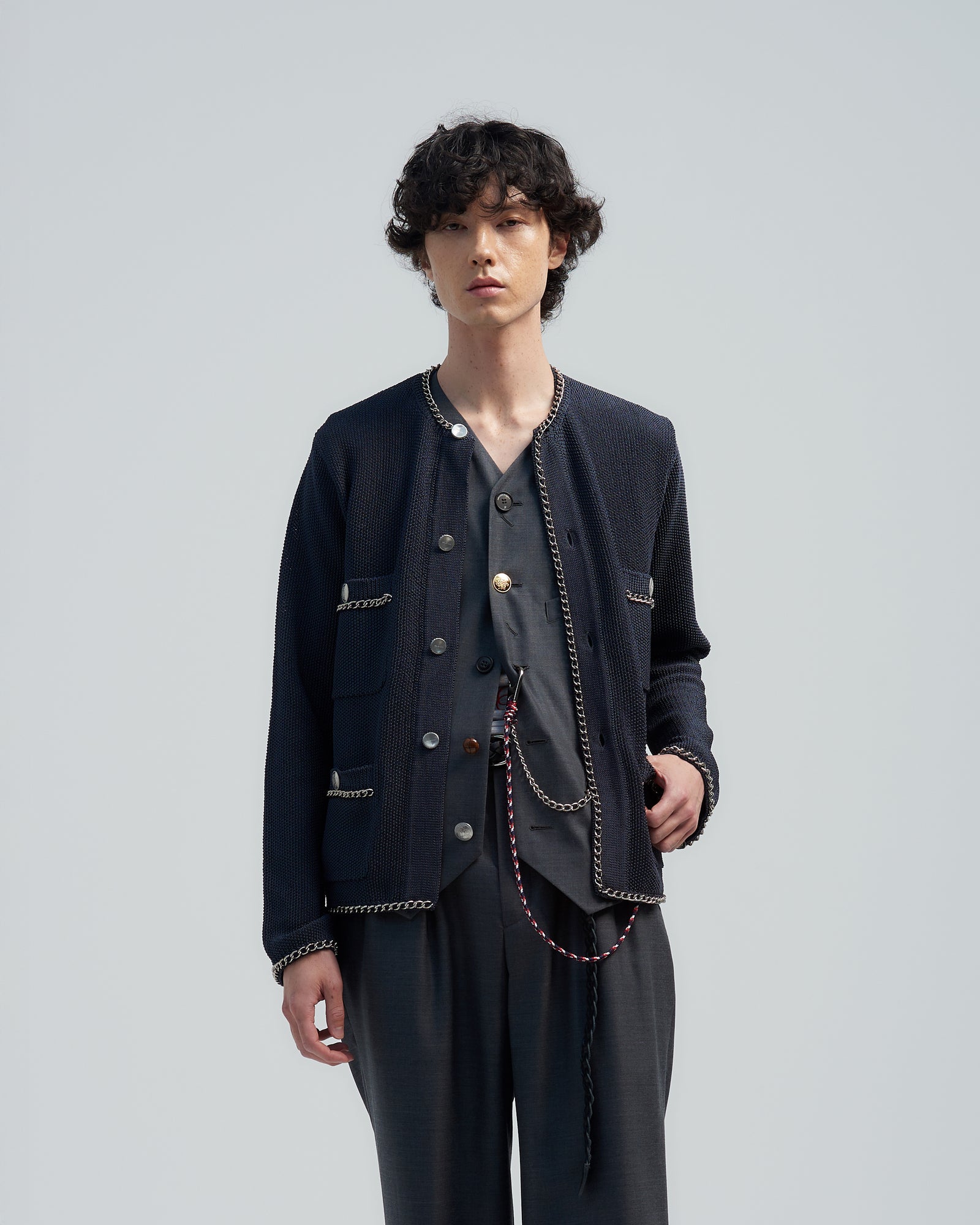 bed&amp;breakfast  ボーダー ジャケットカーディガン ケイット / ボーダー＆チェックカーディガン | BRAND,north object