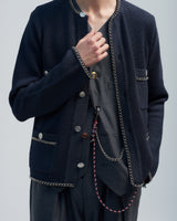 BED j.w. FORD "C – Gray" Chain Knit Cardigan｜ベッドフォード "シー – グレー" チェーンニットカーディガン メンズモデル着用