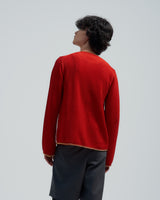 BED j.w. FORD "C – Red" Chain Knit Cardigan｜ベッドフォード "シー – レッド" チェーンニットカーディガン メンズモデル着用