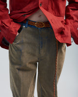 BED j.w. FORD "USED MODEL – Khaki" Slim Jeans｜ベッドフォード "ユーズドモデル – カーキ" スリムデニム メンズモデル着用