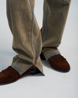 BED j.w. FORD "USED MODEL – Khaki" Slim Jeans｜ベッドフォード "ユーズドモデル – カーキ" スリムデニム メンズモデル着用