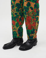 Whole Pattern Double Waist Pants – Green