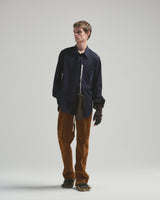 BED j.w. FORD "Wear a shirts – Navy" Tie Shirts｜ベッドフォード "ウェアアシャツ – ネイビー" タイ付きシャツ メンズモデル着用