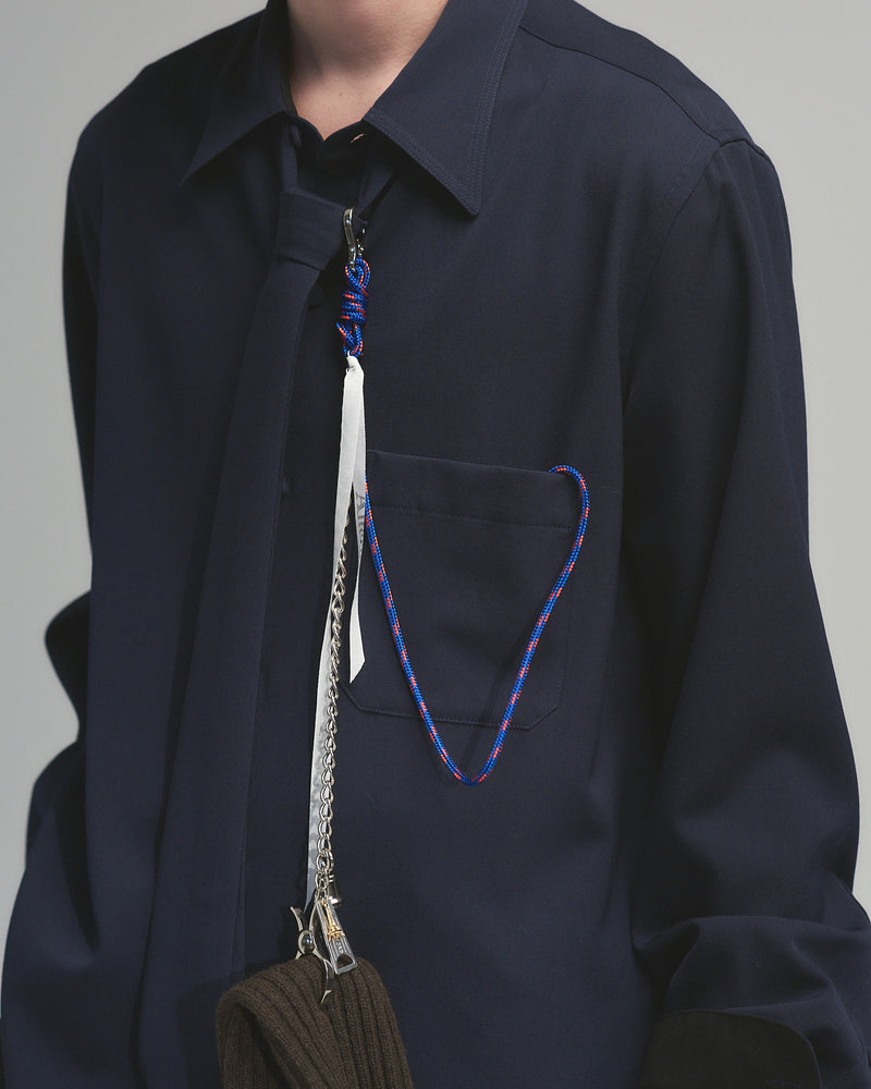 BED j.w. FORD "Wear a shirts – Navy" Tie Shirts｜ベッドフォード "ウェアアシャツ – ネイビー" タイ付きシャツ メンズモデル着用