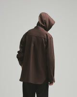 BED j.w. FORD "Two Hooded – Brown" Hooded Shirts｜ベッドフォード "ツーフーデット – ブラウン" フード付きシャツ メンズモデル着用