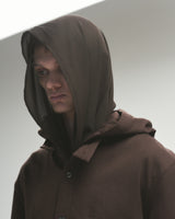 BED j.w. FORD "Two Hooded – Brown" Hooded Shirts｜ベッドフォード "ツーフーデット – ブラウン" フード付きシャツ メンズモデル着用