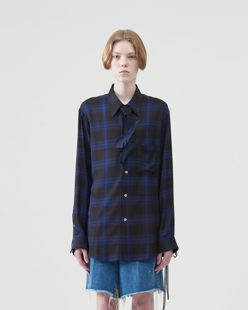 Ombre-check Tie Shirts – Blue×Black