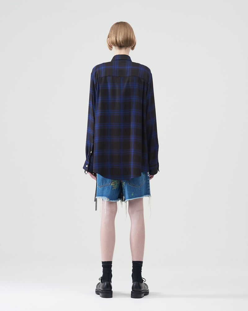 Ombre-check Tie Shirts – Blue×Black