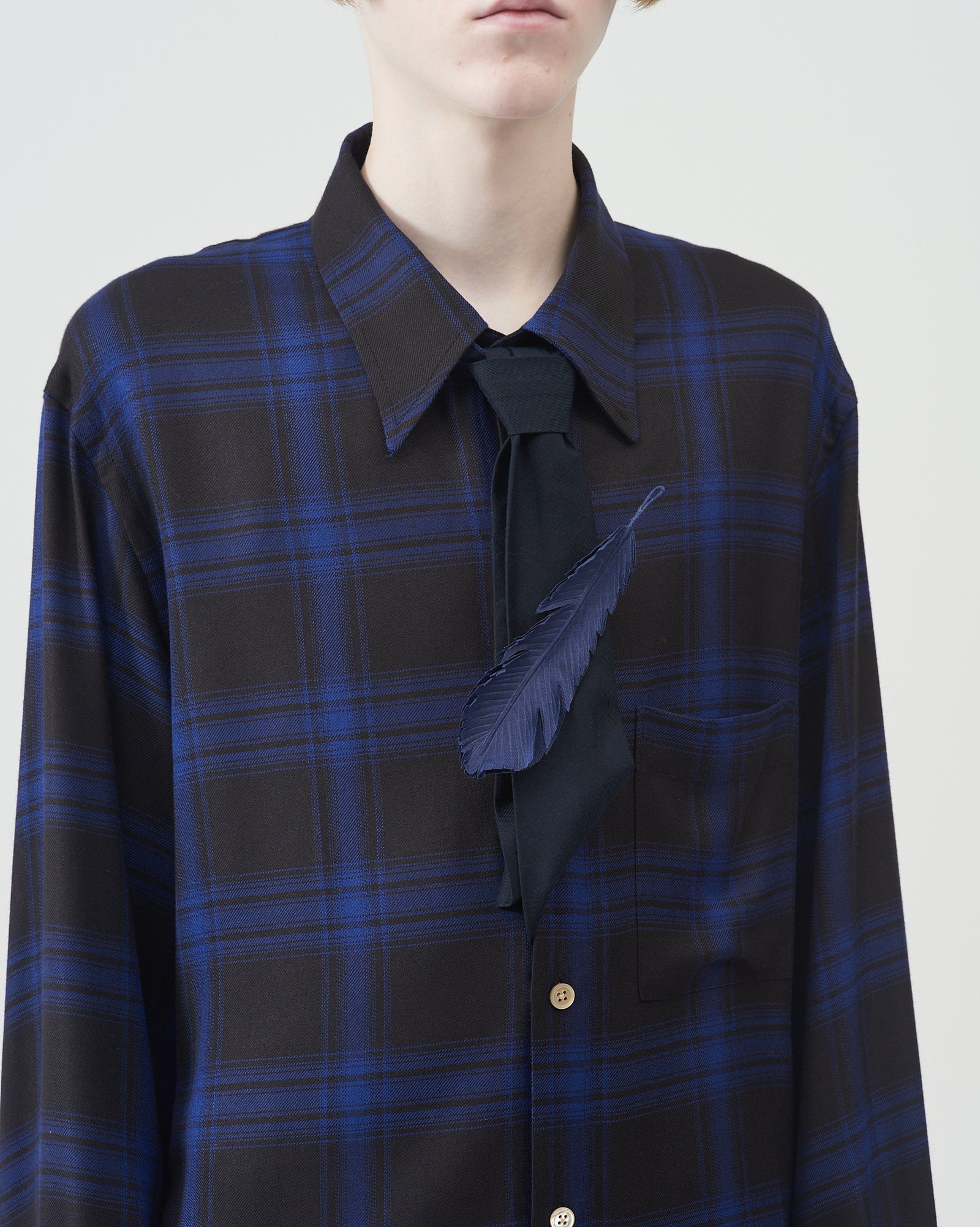 BURTON フード付きチェックシャツ L 青チェック Distortion Ombre Check L.Western SH | MINEDENIM(マインデニム