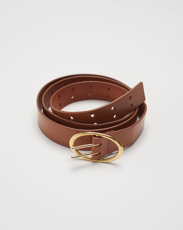 Oval Buckle Belt – Brown