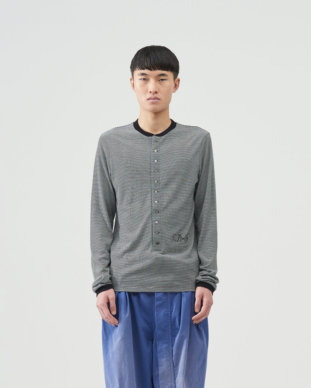 Henry-neckline Shirts – Black×White|BED j.w. FORD Official Henry-neckline Shirts – Black×White|BED j.w. FORD Official