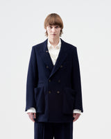 Oversized Pocket Wool Jacket – Navy