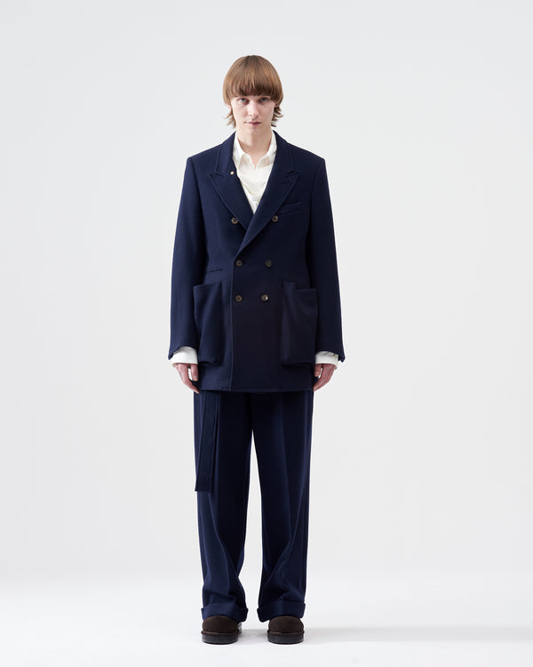 Oversized Pocket Wool Jacket – Navy