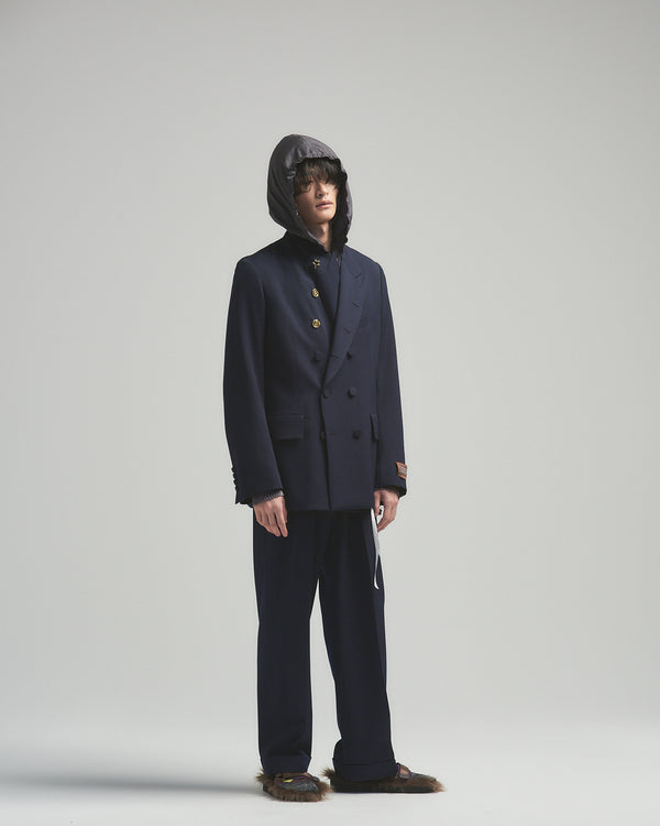BED j.w. FORD "W – Navy" Double Breasted Jacket｜ベッドフォード "ダブル – ネイビー" ダブルブレストジャケット メンズモデル着用