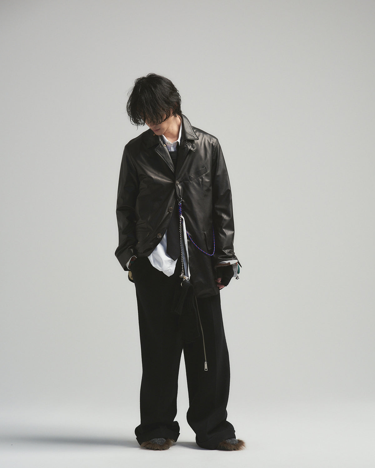 BED J.W. FORD 17AW シングルライダースジャケット 馬革 BED J.W. FORD 『W』. ver.1 ライダース ジャケット 0 ブラック