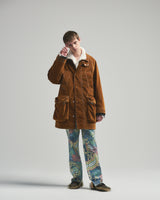 BED j.w. FORD "Over Pocket – Brown" Rayon Flocking Jacket｜ベッドフォード "オーバーポケット – ブラウン" レーヨンフロッキージャケット メンズモデル着用