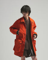 BED j.w. FORD "Over Pocket – Red" Rayon Flocking Jacket｜ベッドフォード "オーバーポケット – レッド" レーヨンフロッキージャケット メンズモデル着用