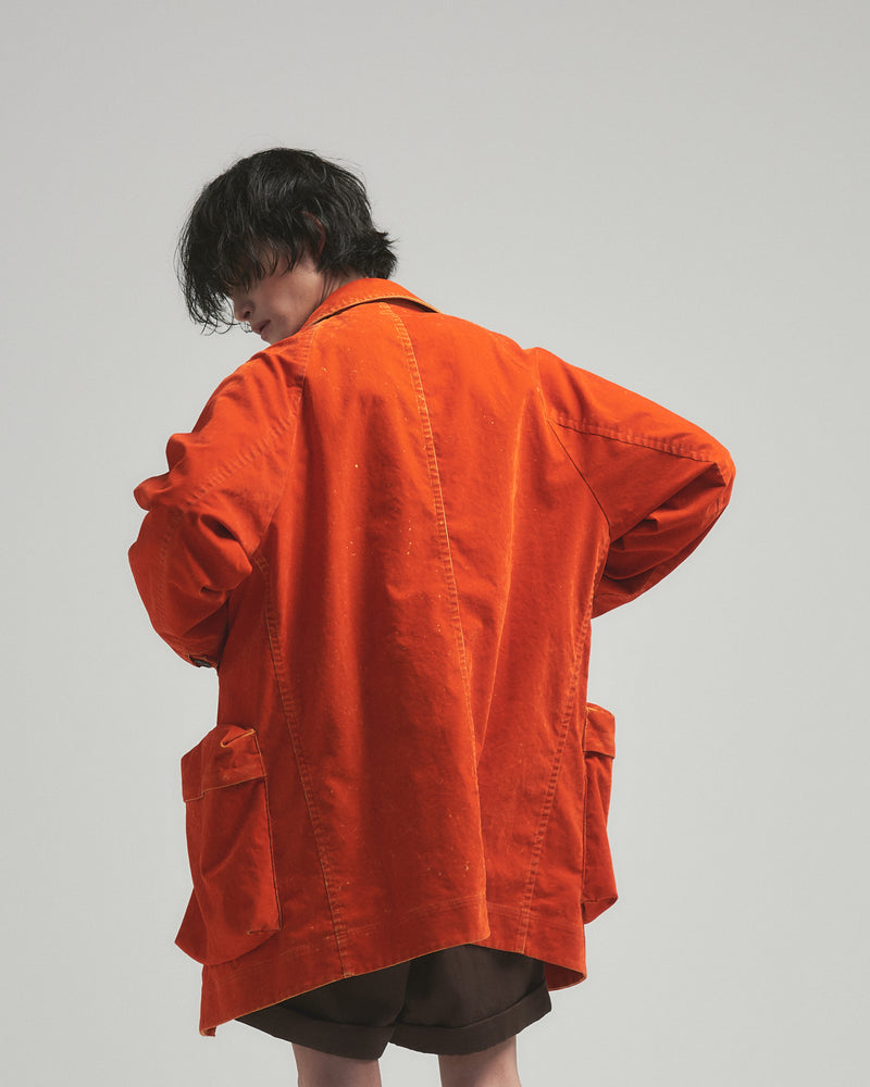 BED j.w. FORD "Over Pocket – Red" Rayon Flocking Jacket｜ベッドフォード "オーバーポケット – レッド" レーヨンフロッキージャケット メンズモデル着用