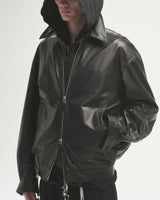 BED j.w. FORD "(R) – Black” Leather Blouson｜ベッドフォード "アール – ブラック” レザーブルゾン メンズモデル着用