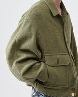 Herringbone Tweed Blouson – Lime