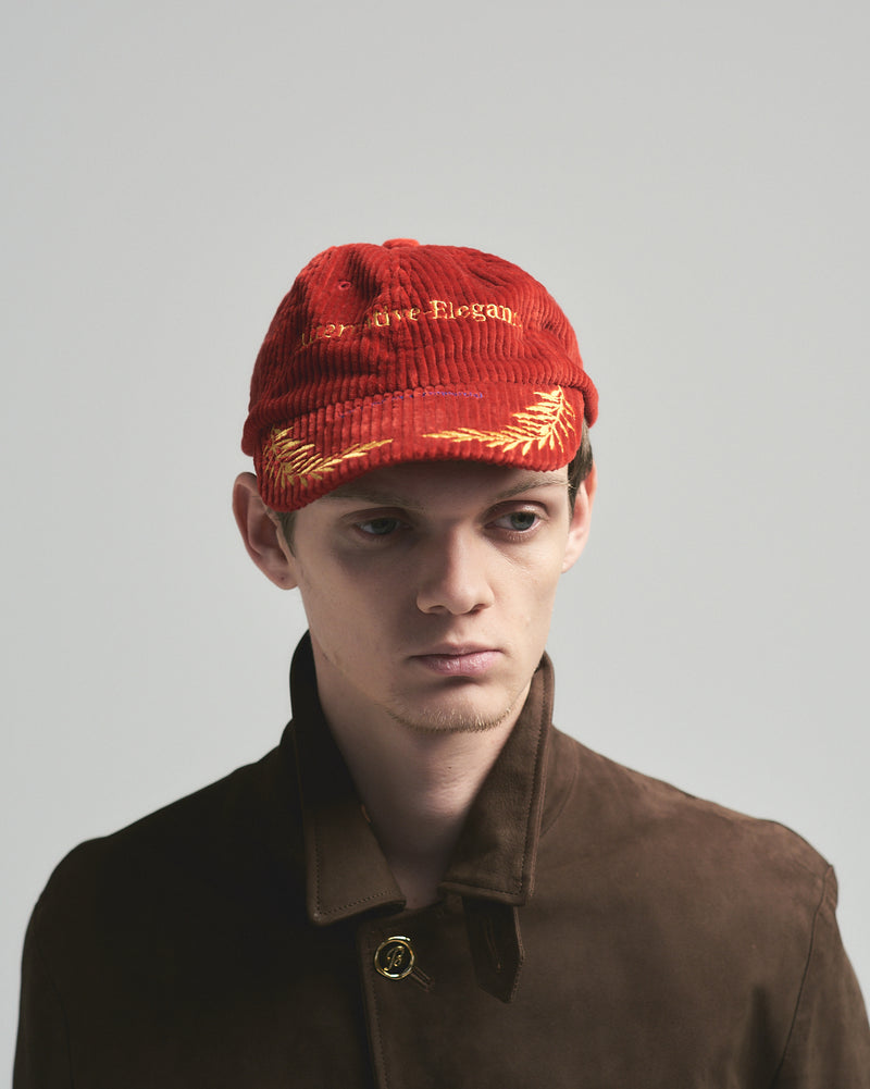 BED j.w. FORD "Cap – Red" Corduroy Cap ｜ベッドフォード “キャップ – レッド” コーデュロイキャップ メンズモデル着用