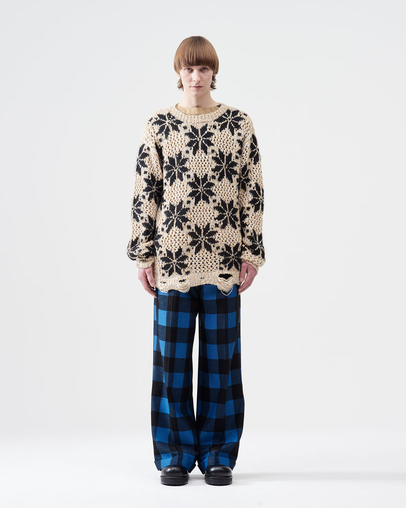 Snow Pattern Crew Neck Knit – Beige