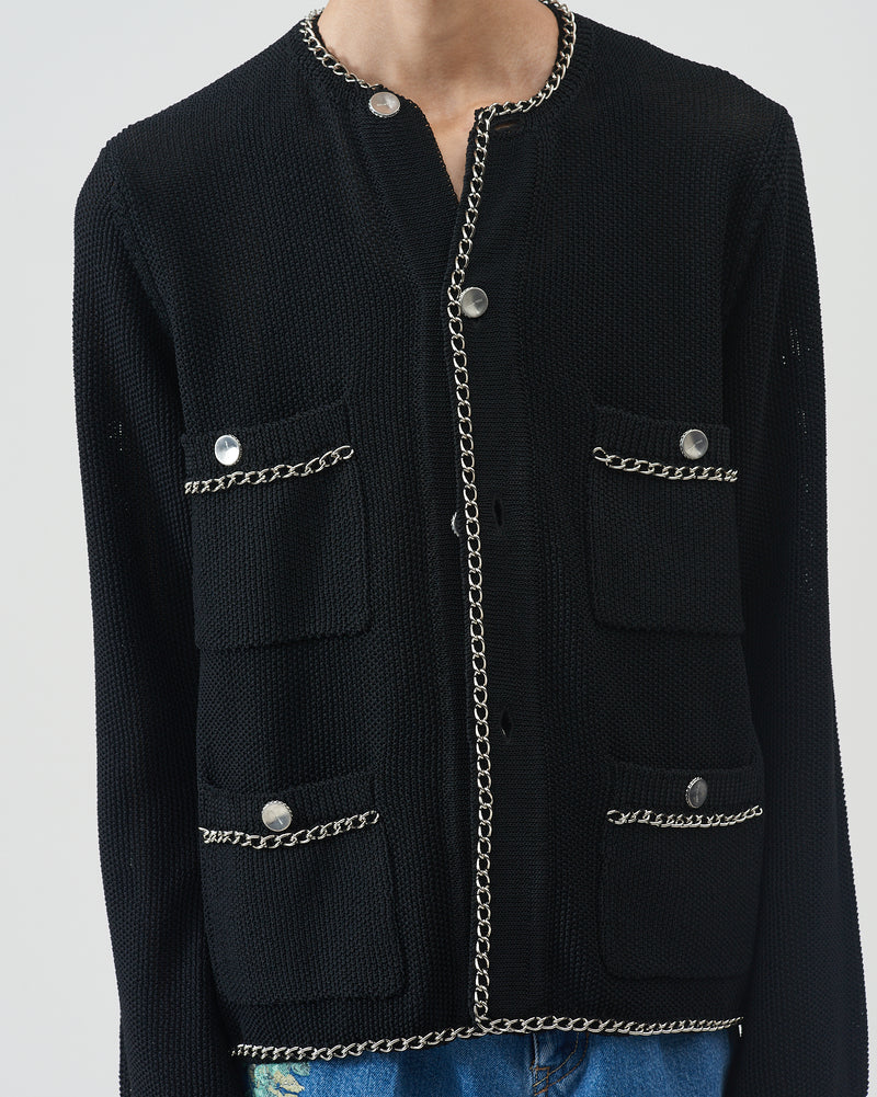 Chain Knit Cardigan – Black