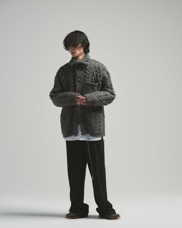 BED j.w. FORD "Holiday Jacket – Charcoal" Oversized Knit Cardigan｜ベッドフォード "ホリデージャケット – チャコール" オーバーサイズニットカーディガン メンズモデル着用
