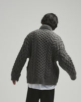 BED j.w. FORD "Holiday Jacket – Charcoal" Oversized Knit Cardigan｜ベッドフォード "ホリデージャケット – チャコール" オーバーサイズニットカーディガン メンズモデル着用