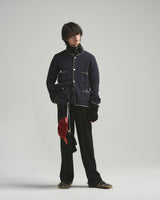 BED j.w. FORD "C –  Black" Chain Knit Cardigan｜ベッドフォード “シー – ブラック” チェーンニットカーディガン メンズモデル着用
