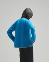 BED j.w. FORD "C –  Blue" Chain Knit Cardigan｜ベッドフォード “シー – ブルー” チェーンニットカーディガン メンズモデル着用