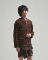 BED j.w. FORD "C –  Brown" Chain Knit Cardigan｜ベッドフォード “シー – ブラウン” チェーンニットカーディガン メンズモデル着用