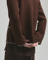 BED j.w. FORD "C –  Brown" Chain Knit Cardigan｜ベッドフォード “シー – ブラウン” チェーンニットカーディガン メンズモデル着用
