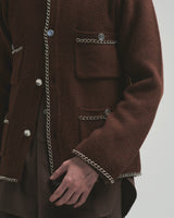 BED j.w. FORD "C –  Brown" Chain Knit Cardigan｜ベッドフォード “シー – ブラウン” チェーンニットカーディガン メンズモデル着用