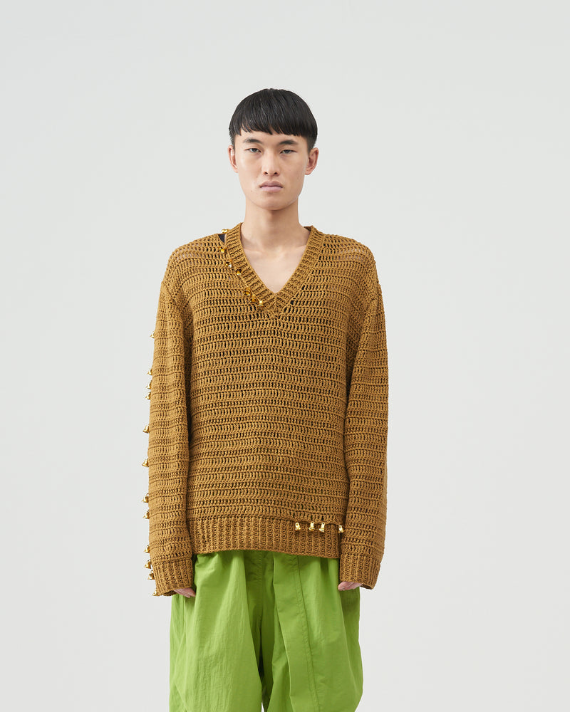 V-neck Bell Sweater – Gold