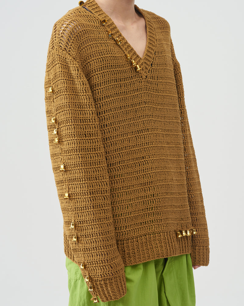 V-neck Bell Sweater – Gold