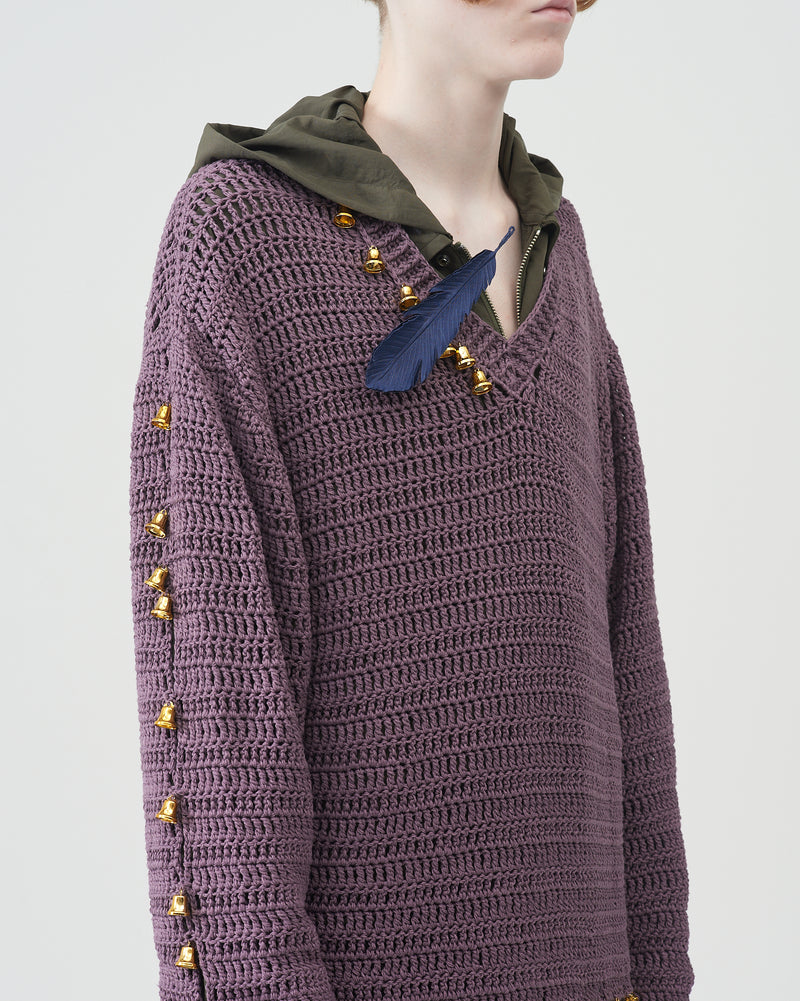 V-neck Bell Sweater – Purple