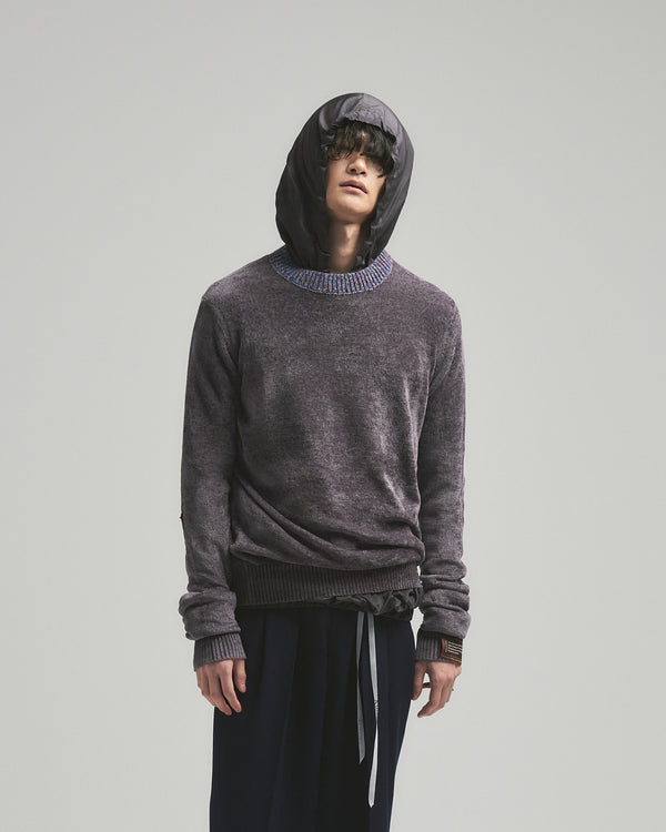 BED j.w. FORD "Long long sleeve – Gray” Velour Sweater｜ベッドフォード “ロングロングスリーブ – グレー” ベロアセーター メンズモデル着用