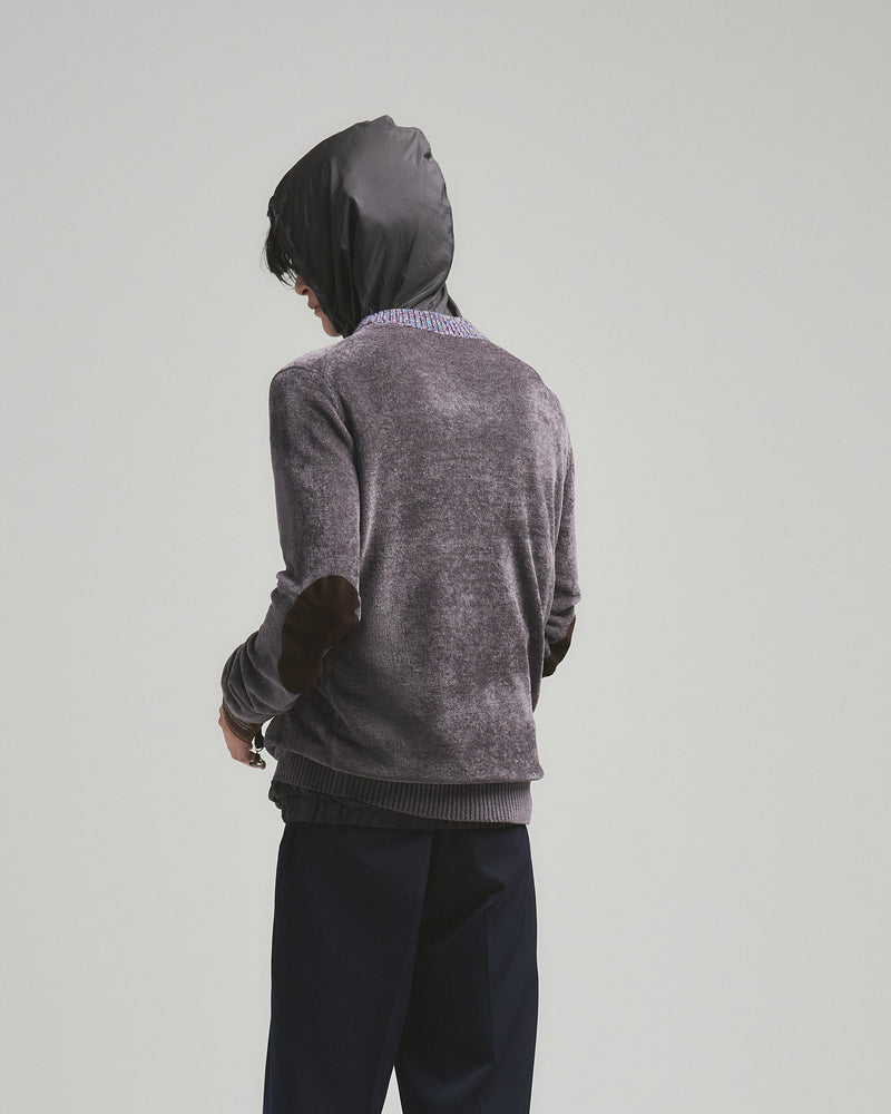 BED j.w. FORD "Long long sleeve – Gray” Velour Sweater｜ベッドフォード “ロングロングスリーブ – グレー” ベロアセーター メンズモデル着用