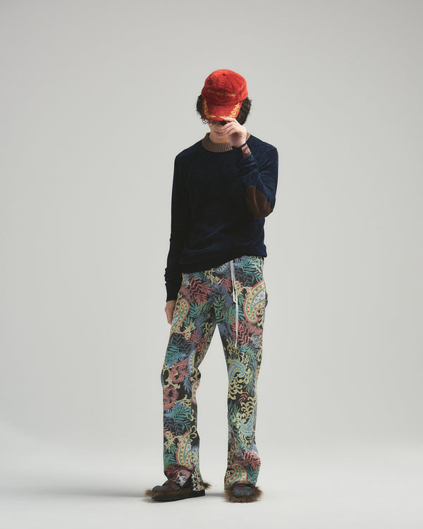 BED j.w. FORD "Long long sleeve – Navy” Velour Sweater｜ベッドフォード “ロングロングスリーブ – ネイビー” ベロアセーター メンズモデル着用