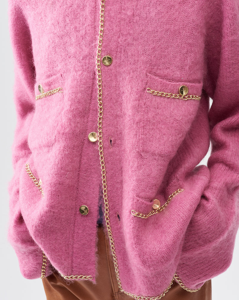 Chain Mohair Cardigan – Pink