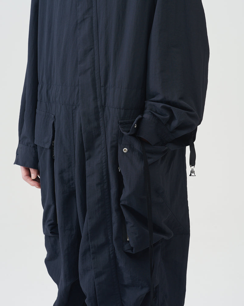 Hooded Nylon Coveralls – Black