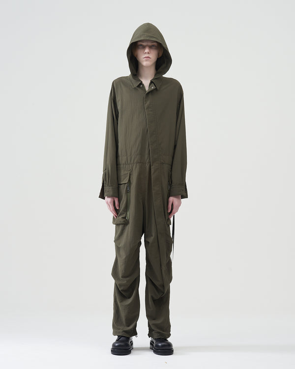 Hooded Nylon Coveralls – Olive