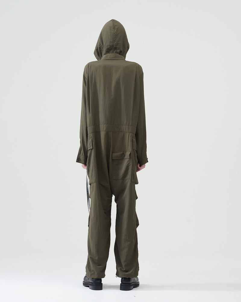 Hooded Nylon Coveralls – Olive