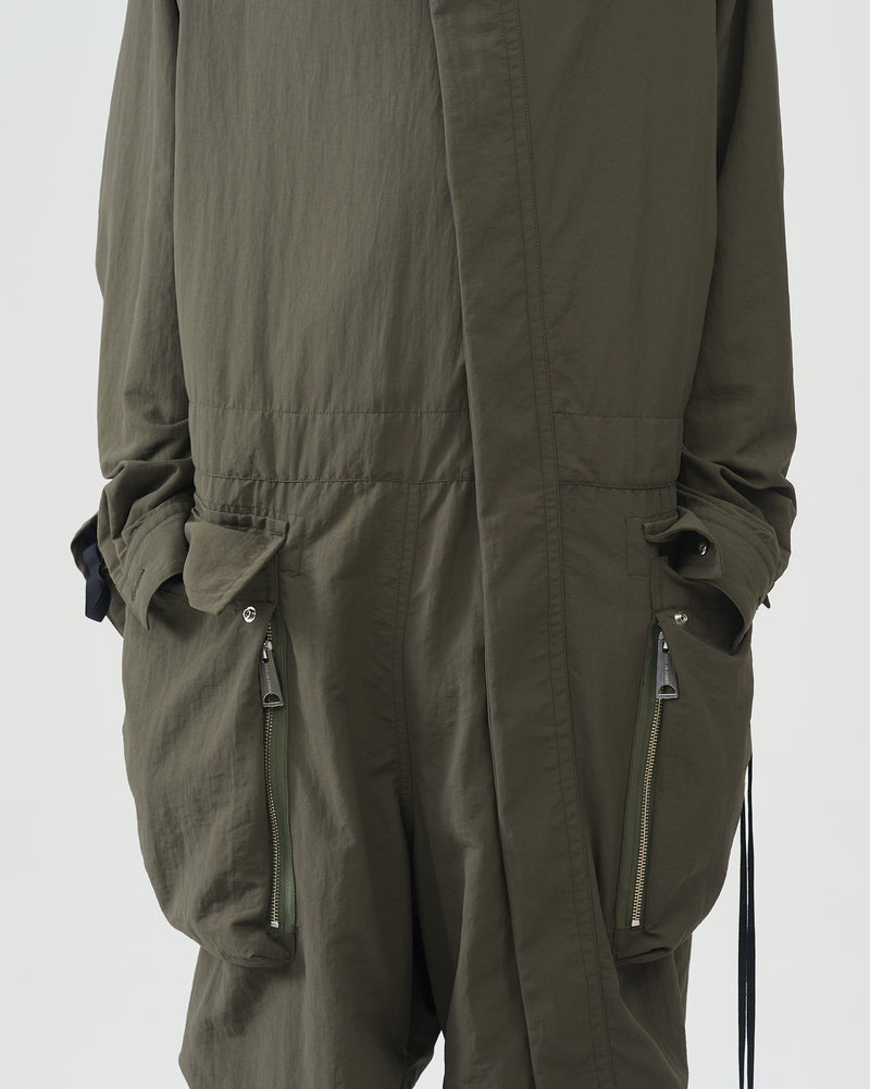 Hooded Nylon Coveralls – Olive