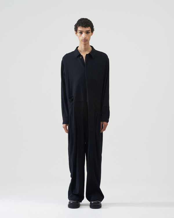 Cotton Silk Pilling Coveralls – Black